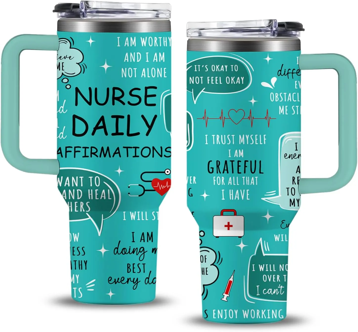Nurse Gifts for Women Men, 40oz Nursing Tumbler with Nurse Daily Affirmations, Nurses Appreciation Gift, LPN RN Gift for Nurses Practitioner, Nursing Gifts for Birthday School Graduate Christmas