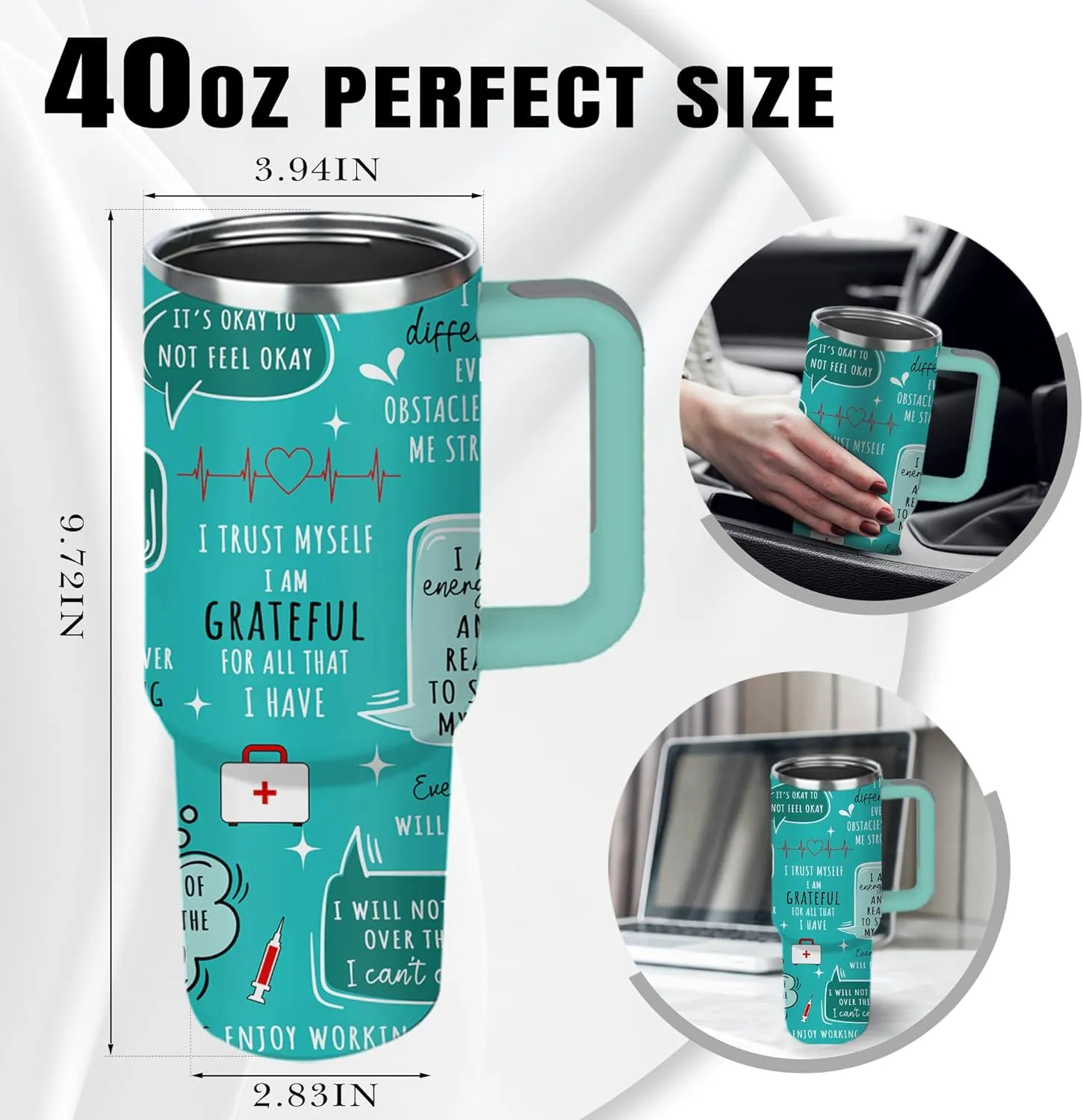 Nurse Gifts for Women Men, 40oz Nursing Tumbler with Nurse Daily Affirmations, Nurses Appreciation Gift, LPN RN Gift for Nurses Practitioner, Nursing Gifts for Birthday School Graduate Christmas