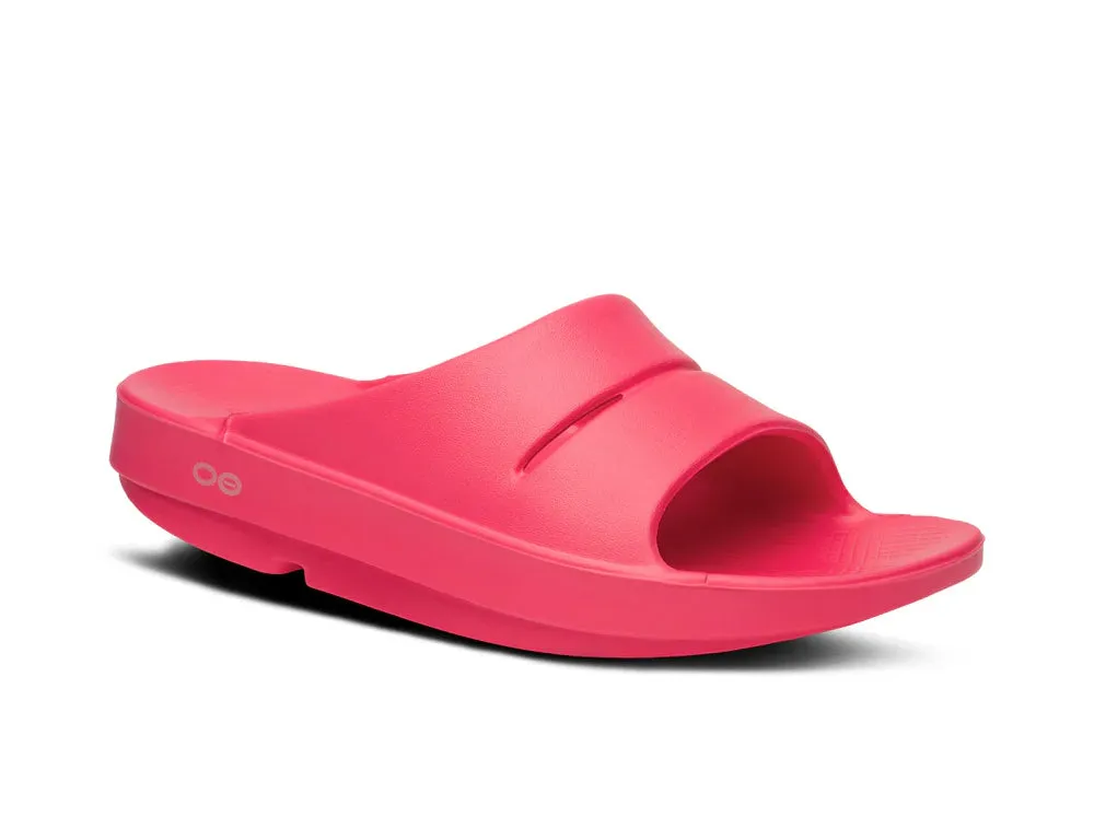 OOfos OOahh Neon Berry Recovery Slides