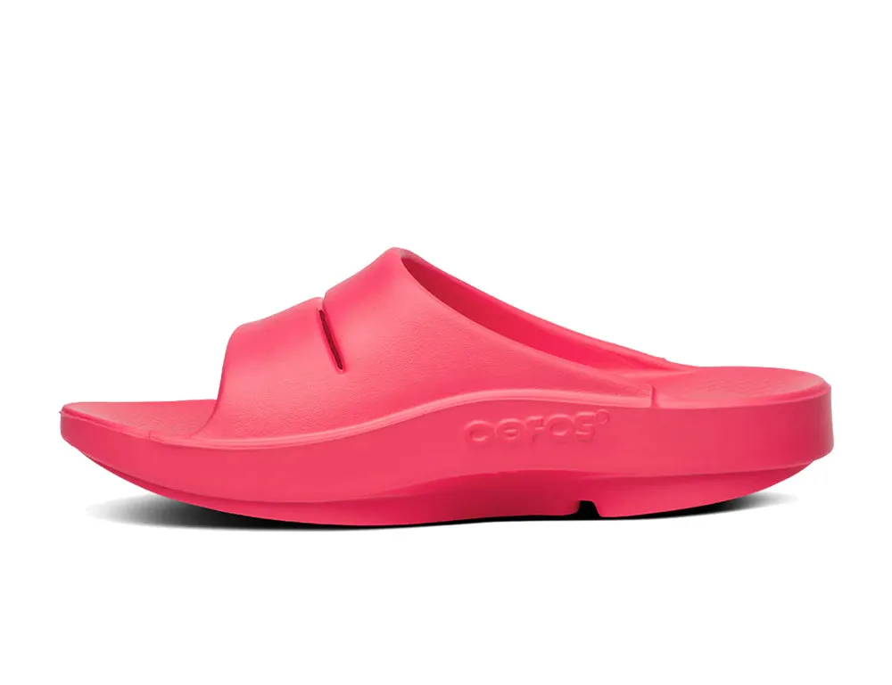 OOfos OOahh Neon Berry Recovery Slides