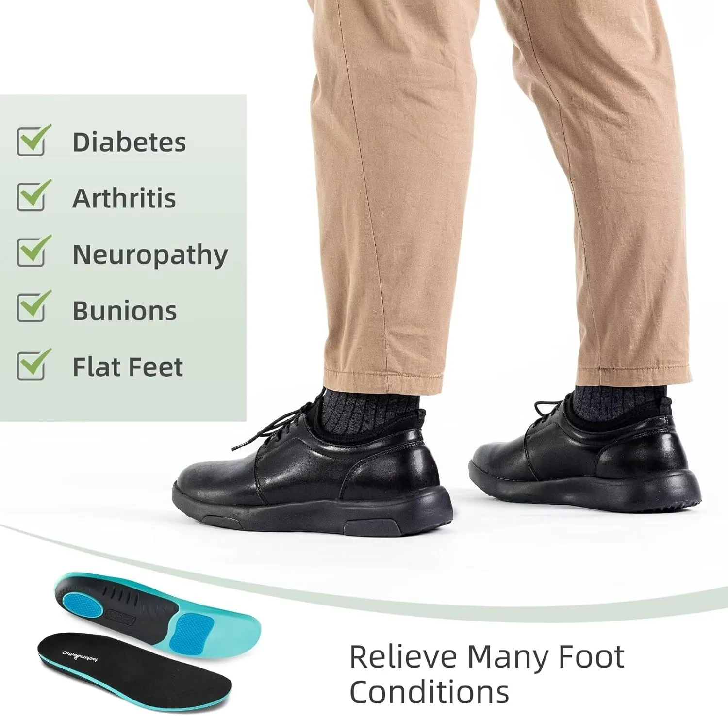 OrthoComfoot Men's Orthopedic Leather Dress Walking Shoes: Comfortable Plantar Fasciitis Fashion Sneakers with Arch Support, Casual Orthotic Business Work Shoes for Foot and Heel Pain Relief