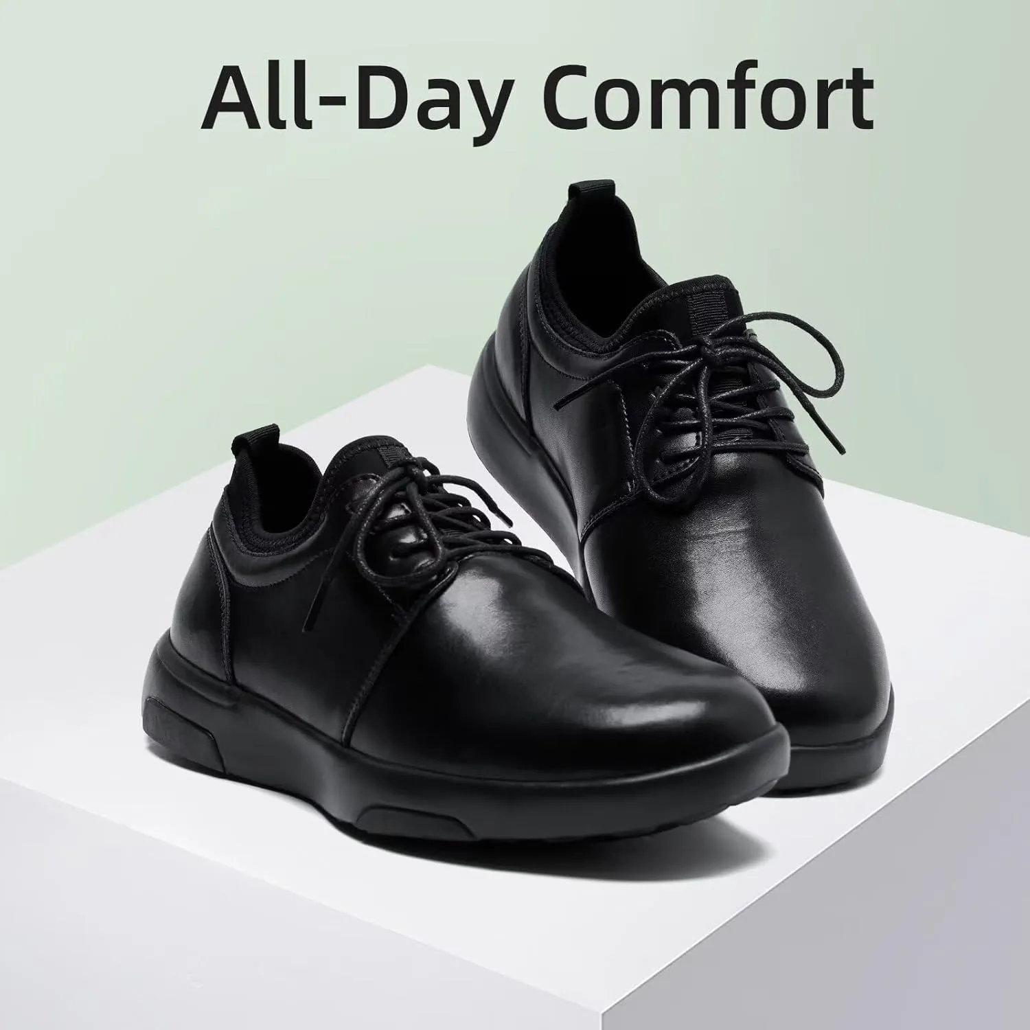 OrthoComfoot Men's Orthopedic Leather Dress Walking Shoes: Comfortable Plantar Fasciitis Fashion Sneakers with Arch Support, Casual Orthotic Business Work Shoes for Foot and Heel Pain Relief