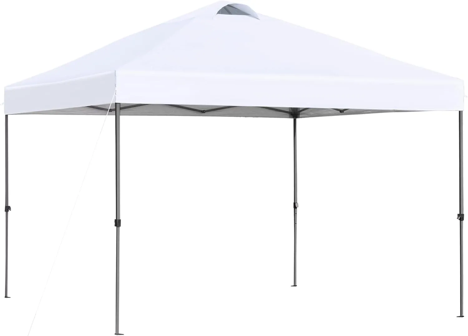 Outsunny 10' x 10' Pop Up Canopy Tent, Instant Sun Shelter with 3-Level Adjustable Height, Top Vents and Wheeled Carry Bag for Outdoor, Garden, Patio, White