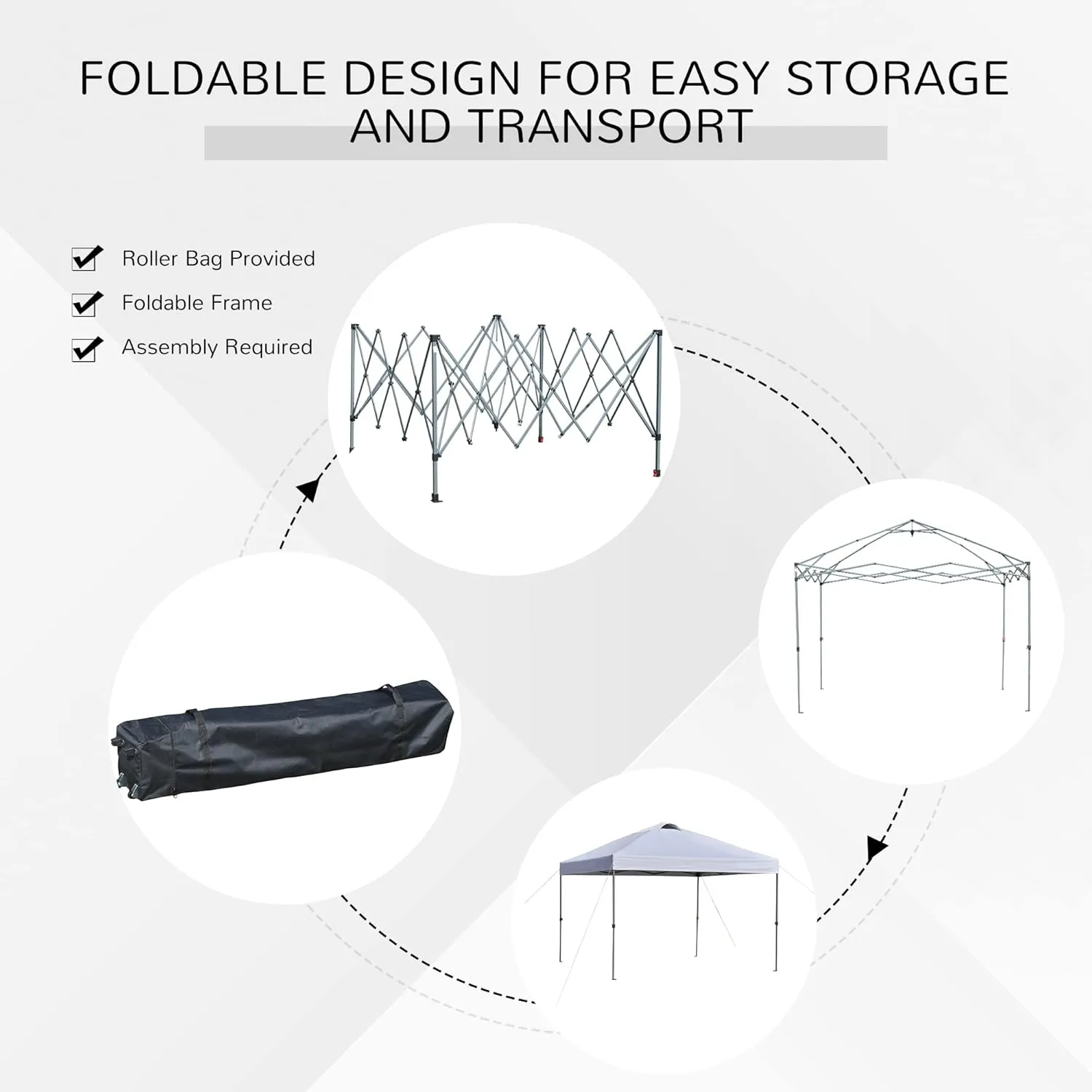 Outsunny 10' x 10' Pop Up Canopy Tent, Instant Sun Shelter with 3-Level Adjustable Height, Top Vents and Wheeled Carry Bag for Outdoor, Garden, Patio, White