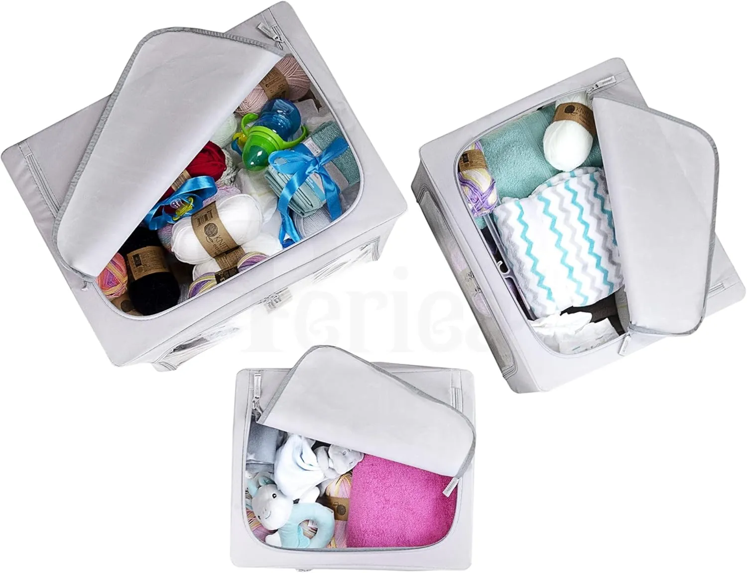 Oxford Cloth Steel Frame Storage Boxes - Under-Bed or in Closet - Pack of 2 Large Organizers (Camel)