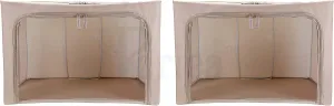 Oxford Cloth Steel Frame Storage Boxes - Under-Bed or in Closet - Pack of 2 Large Organizers (Camel)