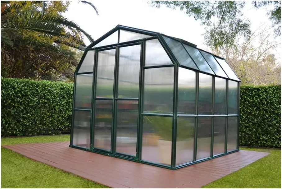 Palram - Canopia Rion Grand Gardener 2 | 8 Ft. x 20 Ft. Greenhouse, Large Clear Twin Wall Polycarbonate Heavy Duty Green House DIY Kit for Walk-in for Outdoors with Window Vent (Green w/Clear Walls)