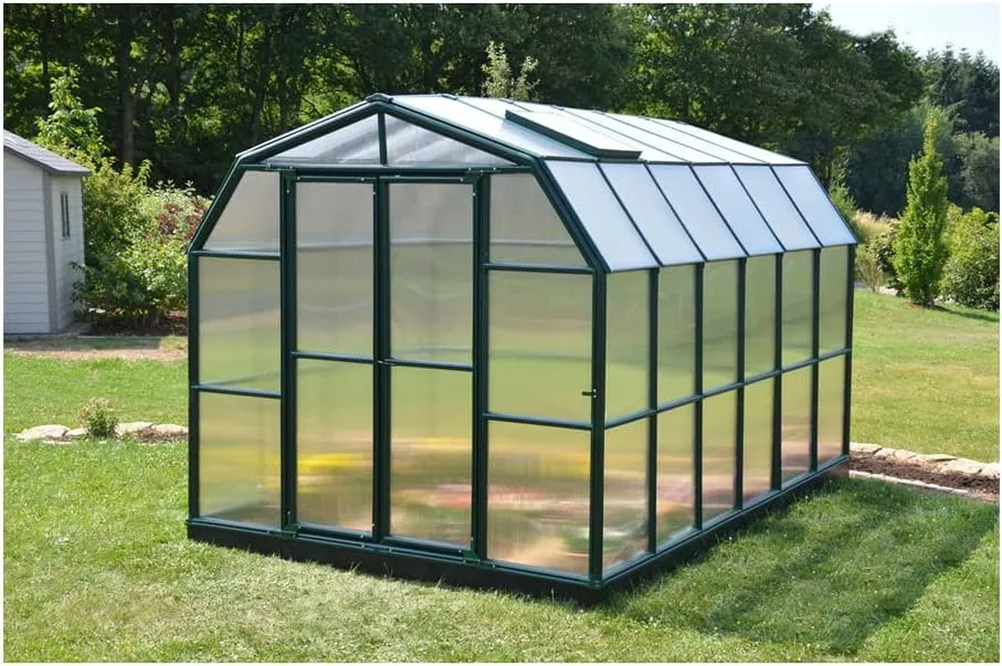 Palram - Canopia Rion Grand Gardener 2 | 8 Ft. x 20 Ft. Greenhouse, Large Clear Twin Wall Polycarbonate Heavy Duty Green House DIY Kit for Walk-in for Outdoors with Window Vent (Green w/Clear Walls)