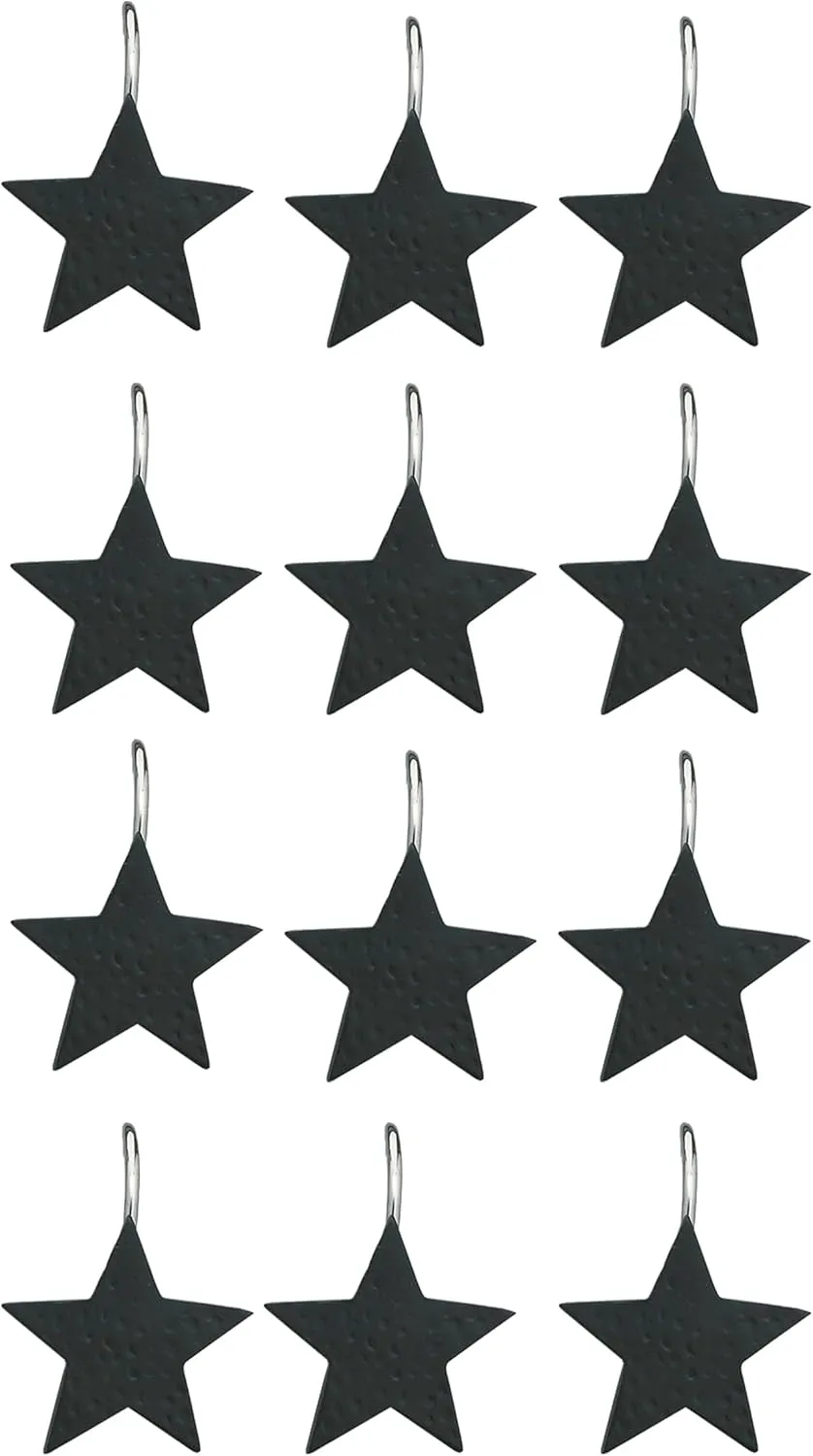 Park Designs Star Shower Curtain Hooks (Set of 12), Black
