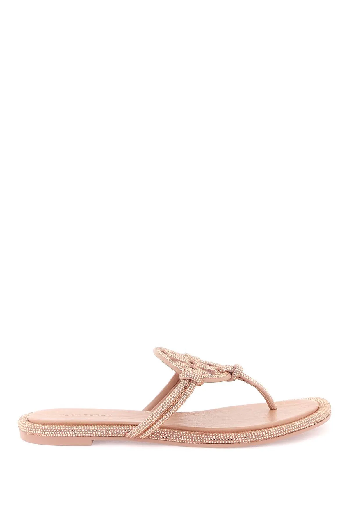 pavé leather thong sandals