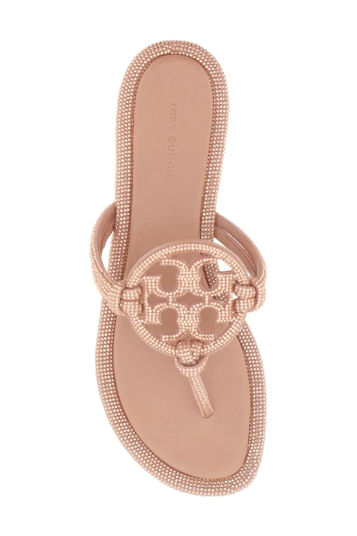 pavé leather thong sandals