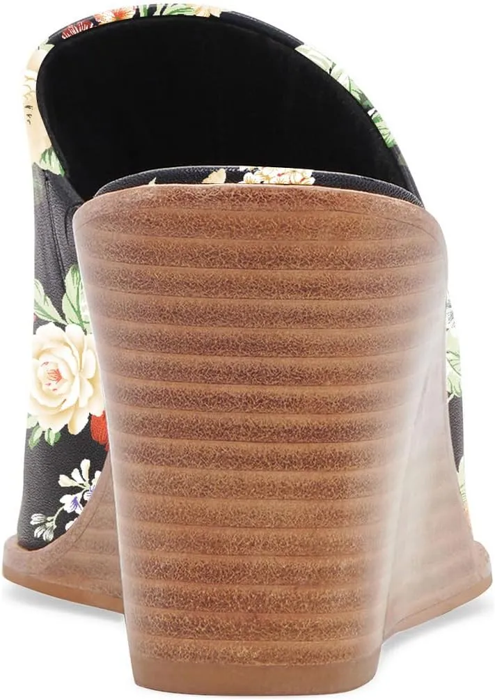 Pazzion Women Closed Almond Toe Wedge Heel Mules Backless High Heeled Clogs Slip On Slides Sandals Casual Walking Party Shoes Size 4-16 US