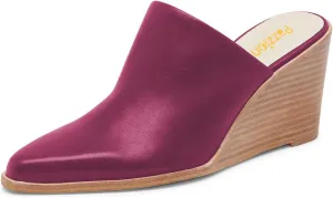 Pazzion Women Closed Almond Toe Wedge Heel Mules Backless High Heeled Clogs Slip On Slides Sandals Casual Walking Party Shoes Size 4-16 US
