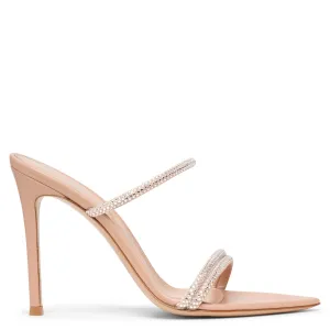 Peach crystal 100 mule sandals