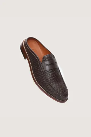 Penny Backless Woven Leather Mules