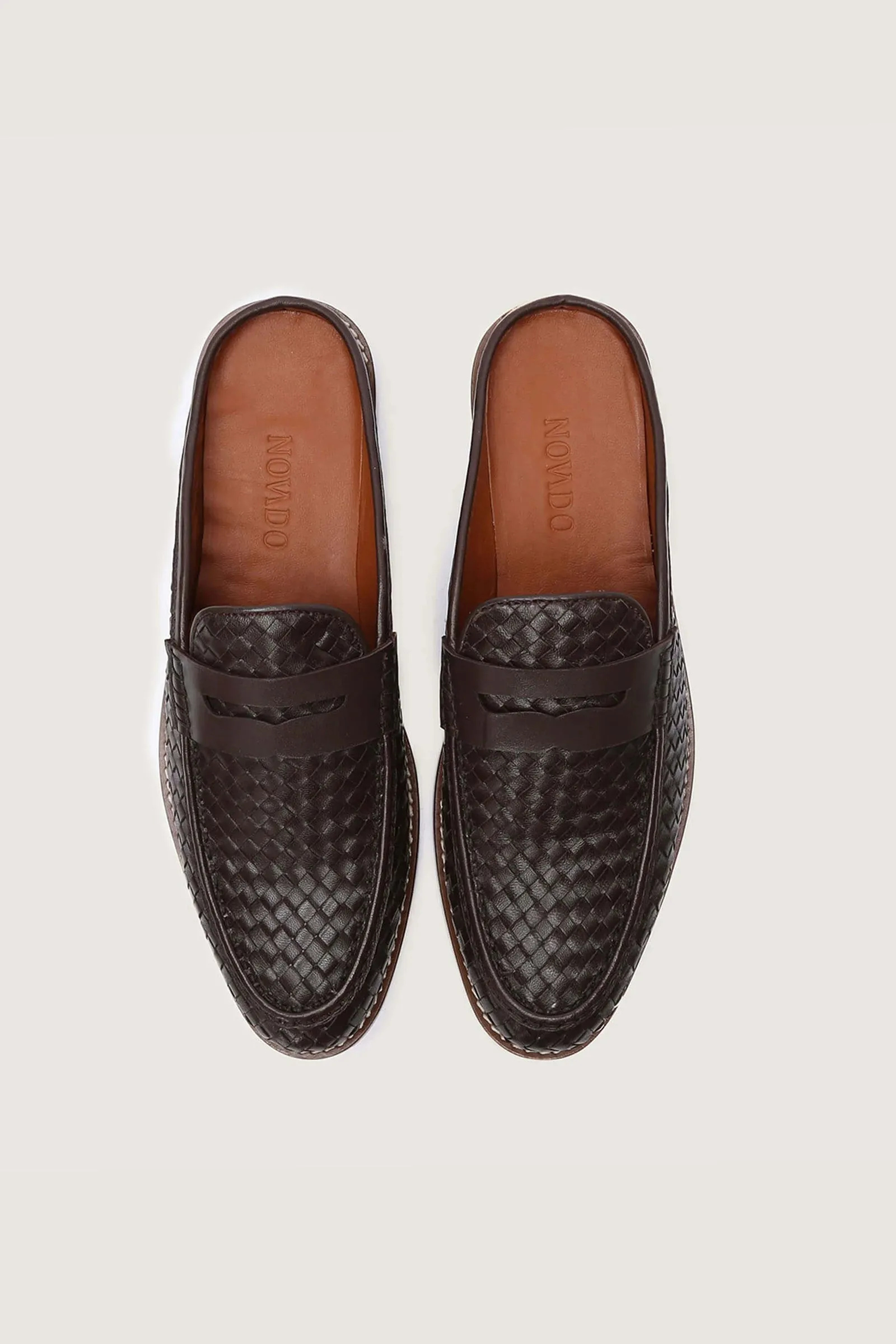 Penny Backless Woven Leather Mules