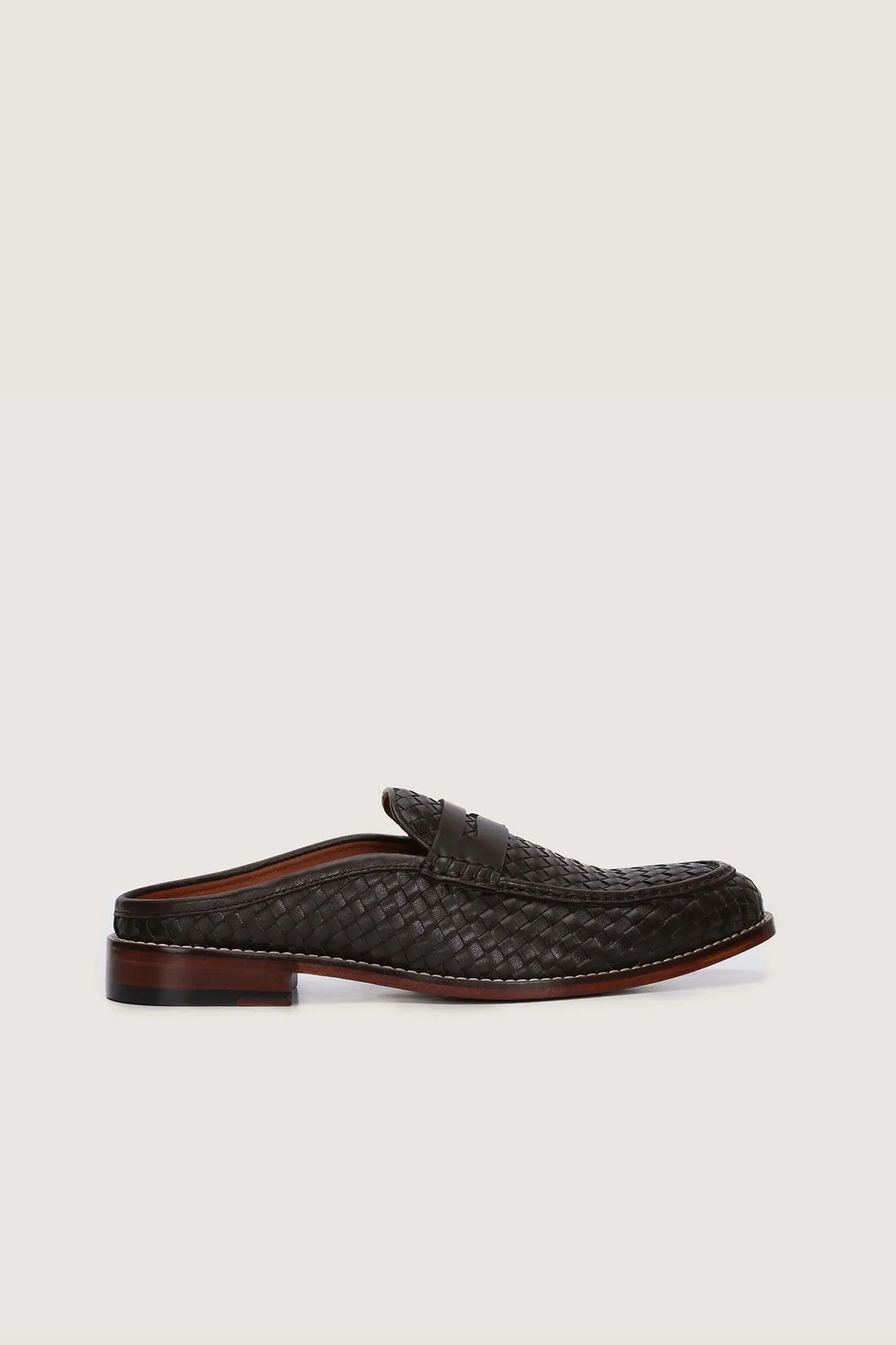 Penny Backless Woven Leather Mules