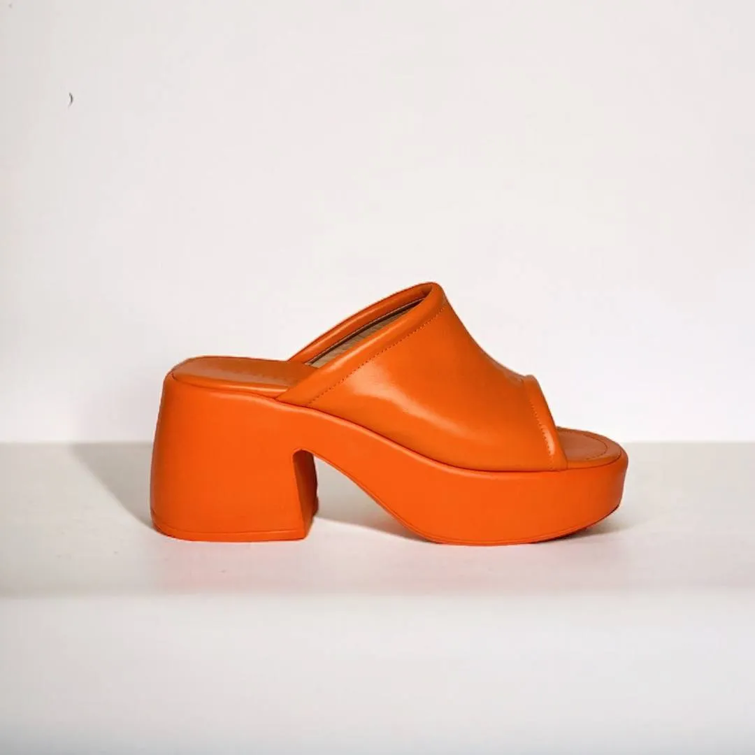 Platformed Mules in orange
