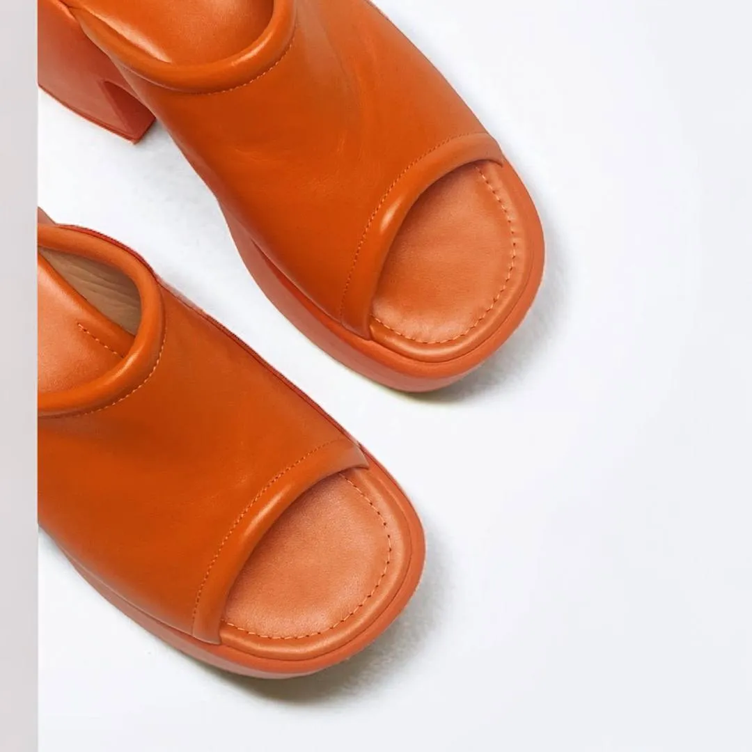 Platformed Mules in orange