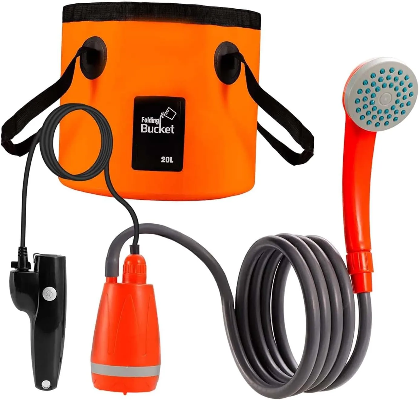 Portable Shower Pump Shower Pump Versatile with Foldable Bucket Camping Shower for Pet Cleaning Hiking Gardening Outdoor
