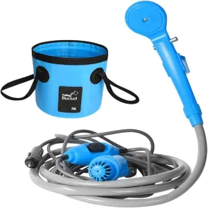 Portable Shower Travel Shower Car Washer Shower USB Camping Shower with Folding Bucket for Hiking Dormitory Traveling Outdoor