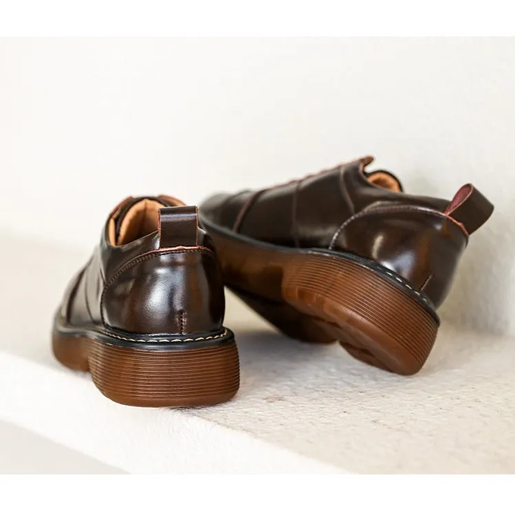 Preppy Style Retro Lace-up Platform Leather Shoes