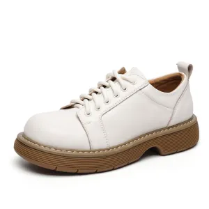 Preppy Style Retro Lace-up Platform Leather Shoes
