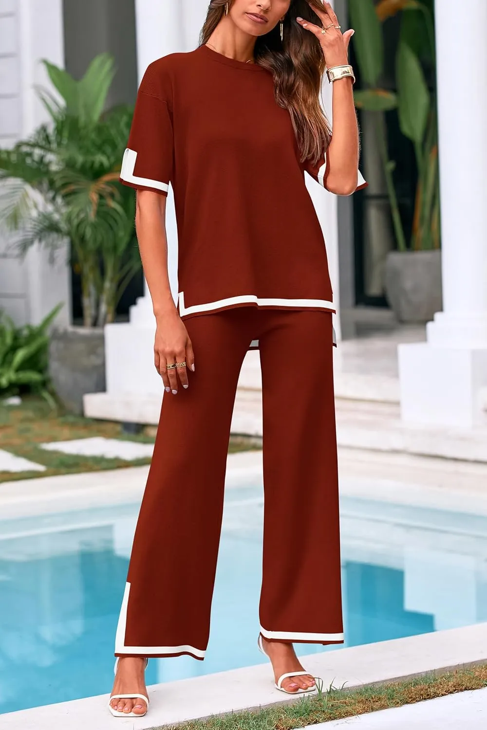 PRETTYGARDEN Two Piece Sets for Women 2025 Summer Spring Casual Sweater Knit Lounge Travel Matching Outfits Clothing