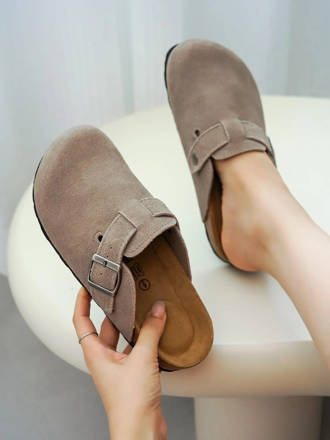 Project Cloud Genuine Leather Footbed Clogs for Women - Memory Foam Arch Support Slippers for Women - Trendy Slip-ons Women's Mules & Clogs Sandals (Benton)