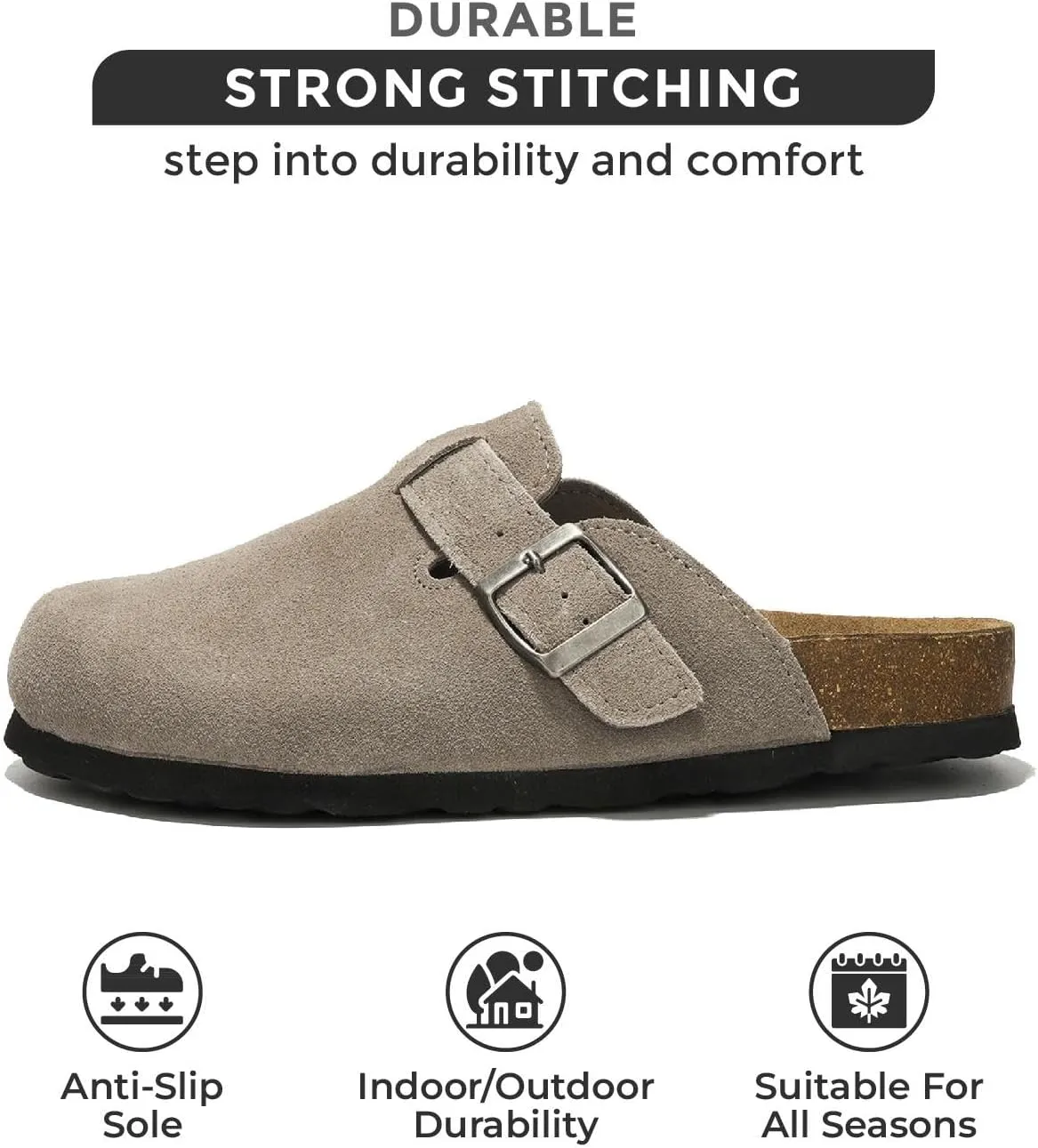 Project Cloud Genuine Leather Footbed Clogs for Women - Memory Foam Arch Support Slippers for Women - Trendy Slip-ons Women's Mules & Clogs Sandals (Benton)