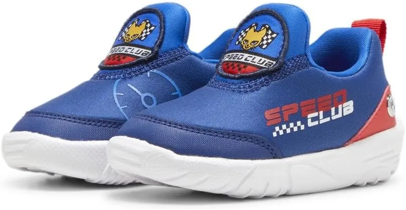 PUMA Unisex-Child Slip on Shoes BMW M Motorsport Bao Kart Sneaker, White Black-Estate Blue, 13.5 US Little Kid