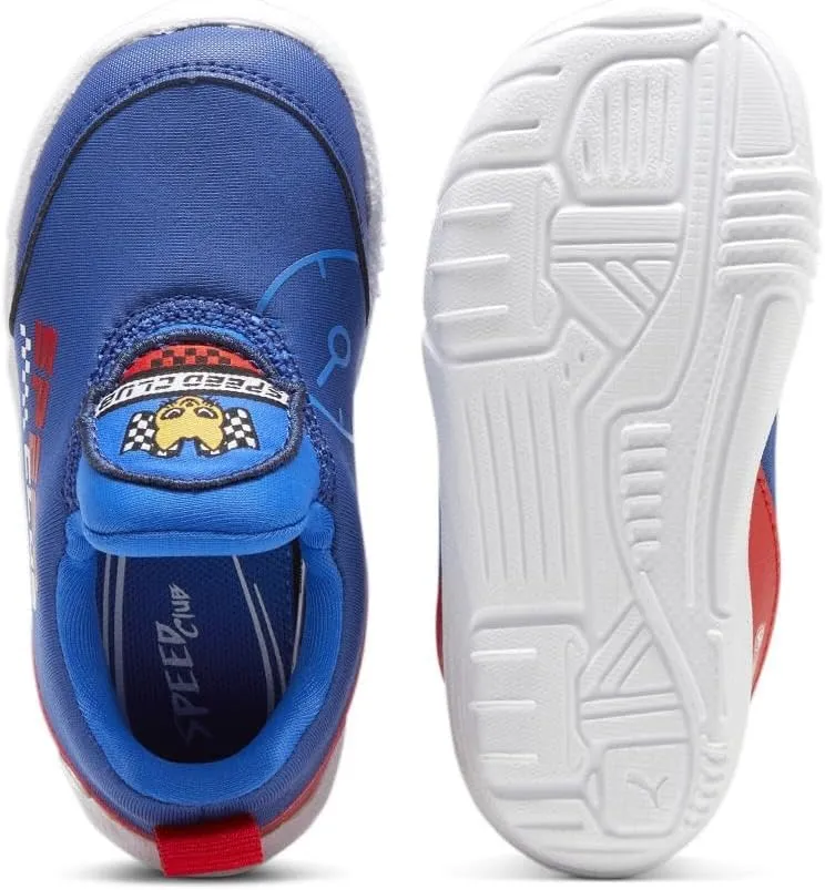 PUMA Unisex-Child Slip on Shoes BMW M Motorsport Bao Kart Sneaker, White Black-Estate Blue, 13.5 US Little Kid