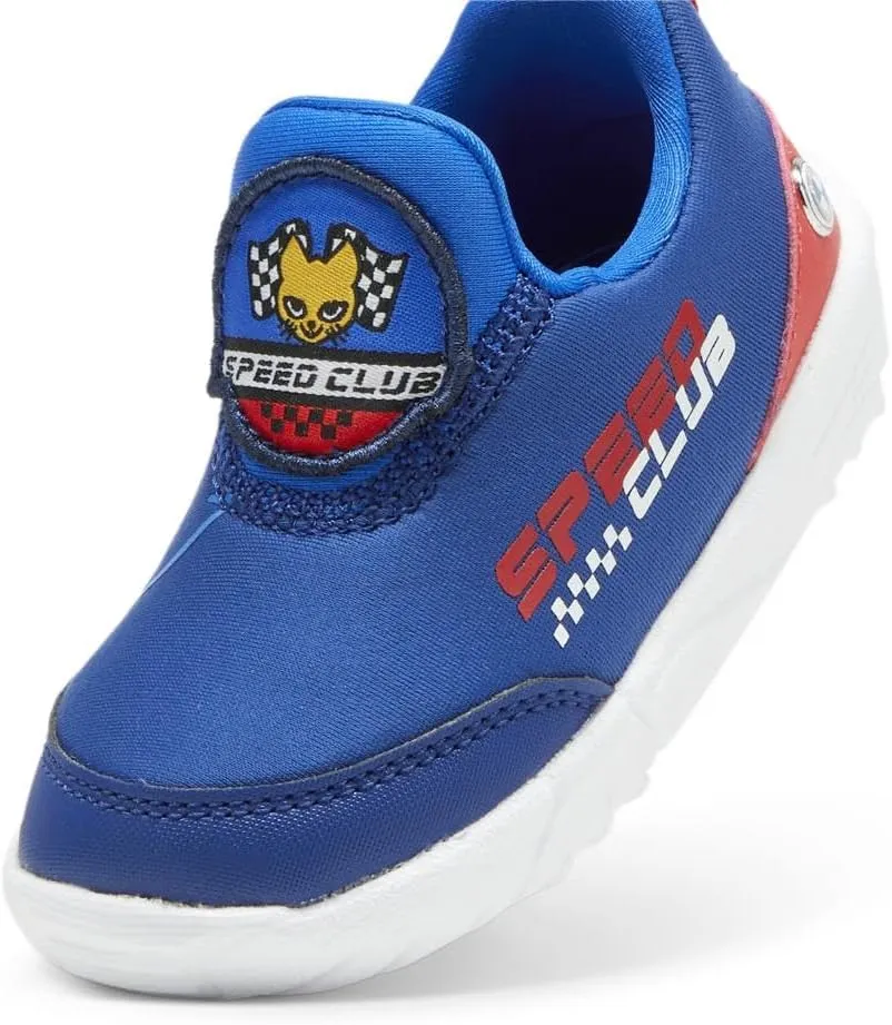 PUMA Unisex-Child Slip on Shoes BMW M Motorsport Bao Kart Sneaker, White Black-Estate Blue, 13.5 US Little Kid