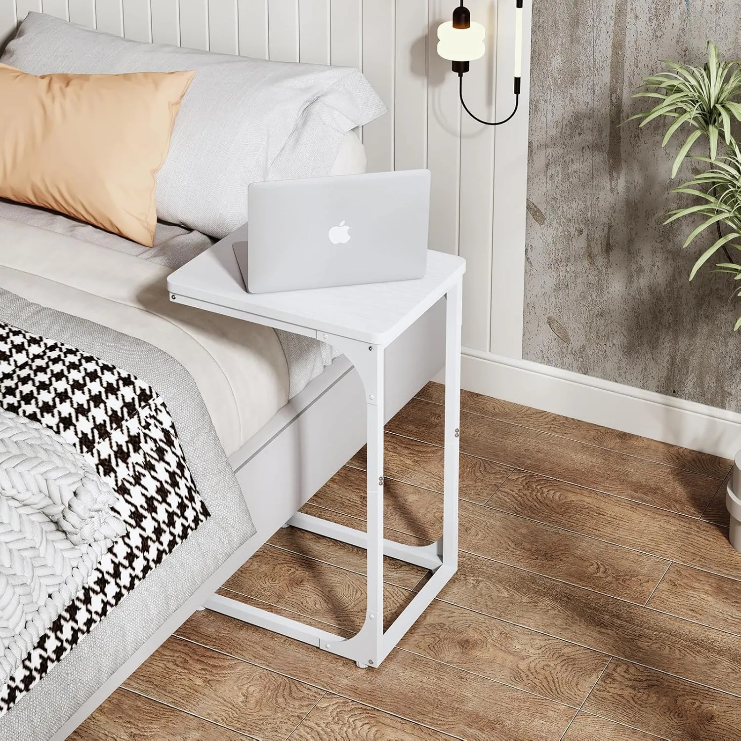 QEEIG C Table Side Table Set of 2 Living Room Sets C Shaped Couch Tray End Tables Modern, White (017-30WW)