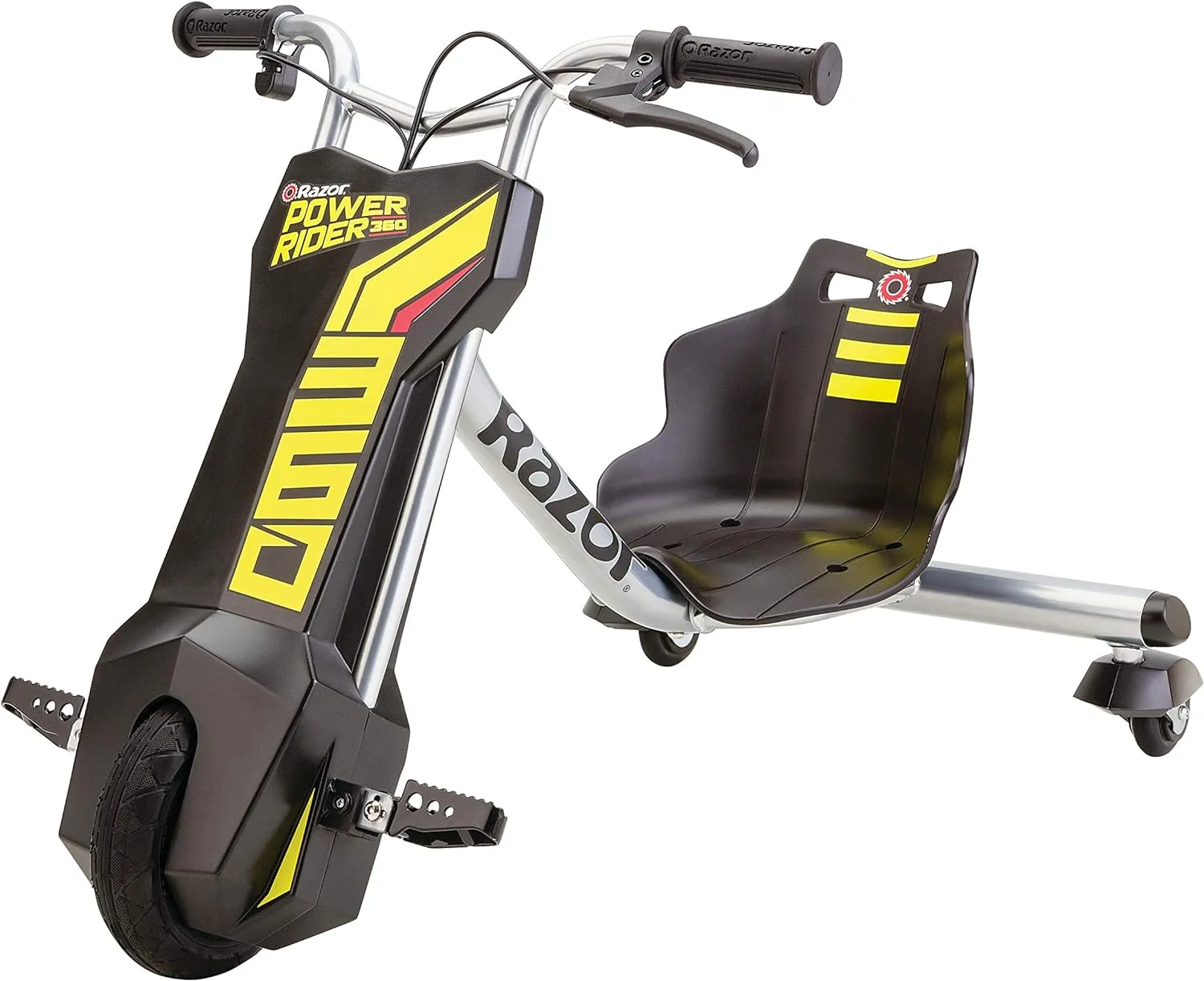 Razor Power Rider 360 9 MPH Drifting Trike Ride-On Electric Powered Tricycle, Black, Yellow