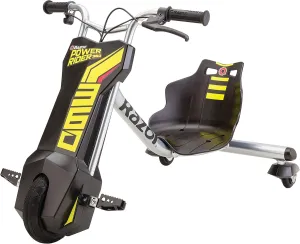 Razor Power Rider 360 9 MPH Drifting Trike Ride-On Electric Powered Tricycle, Black, Yellow
