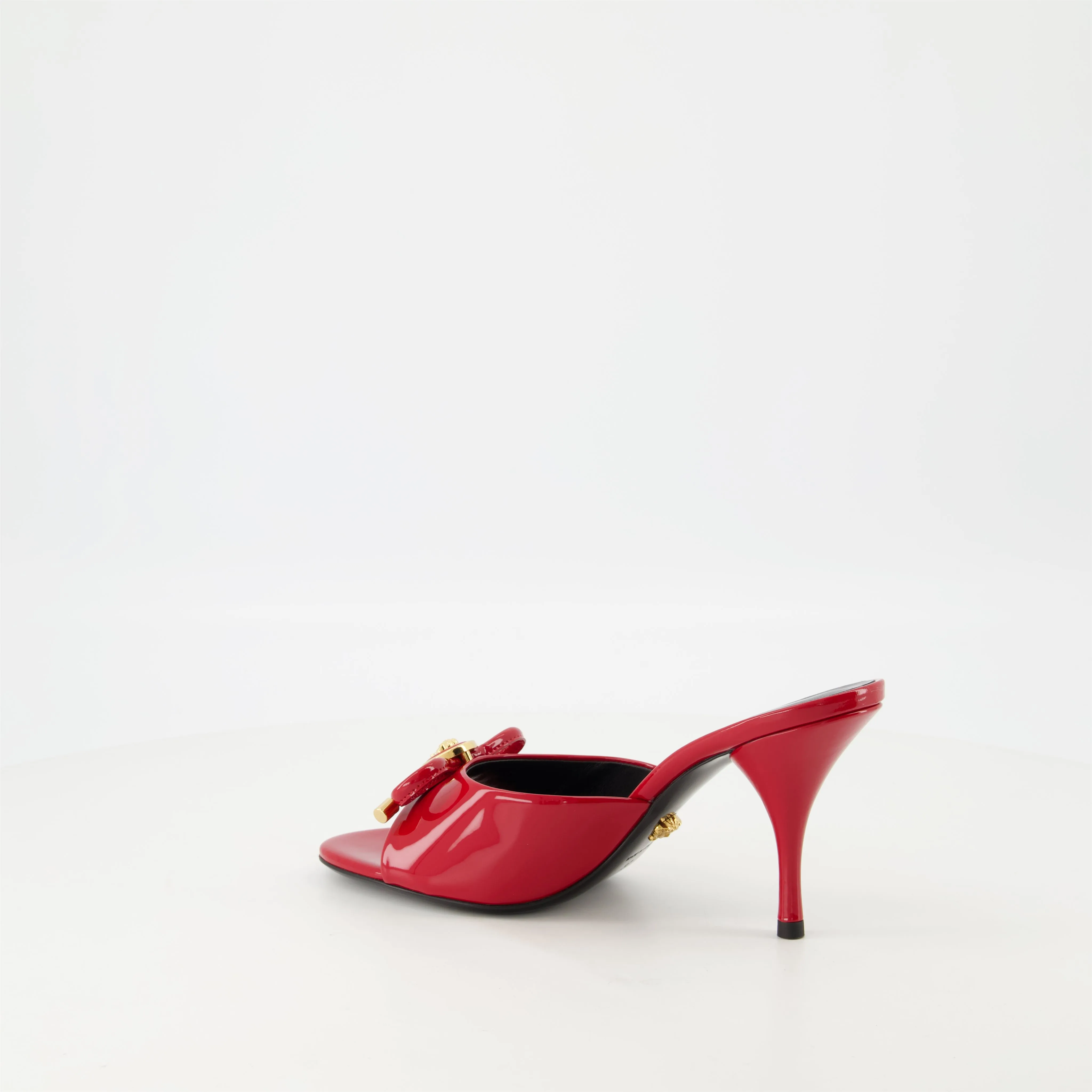 Red Patent Leather Bow Mules