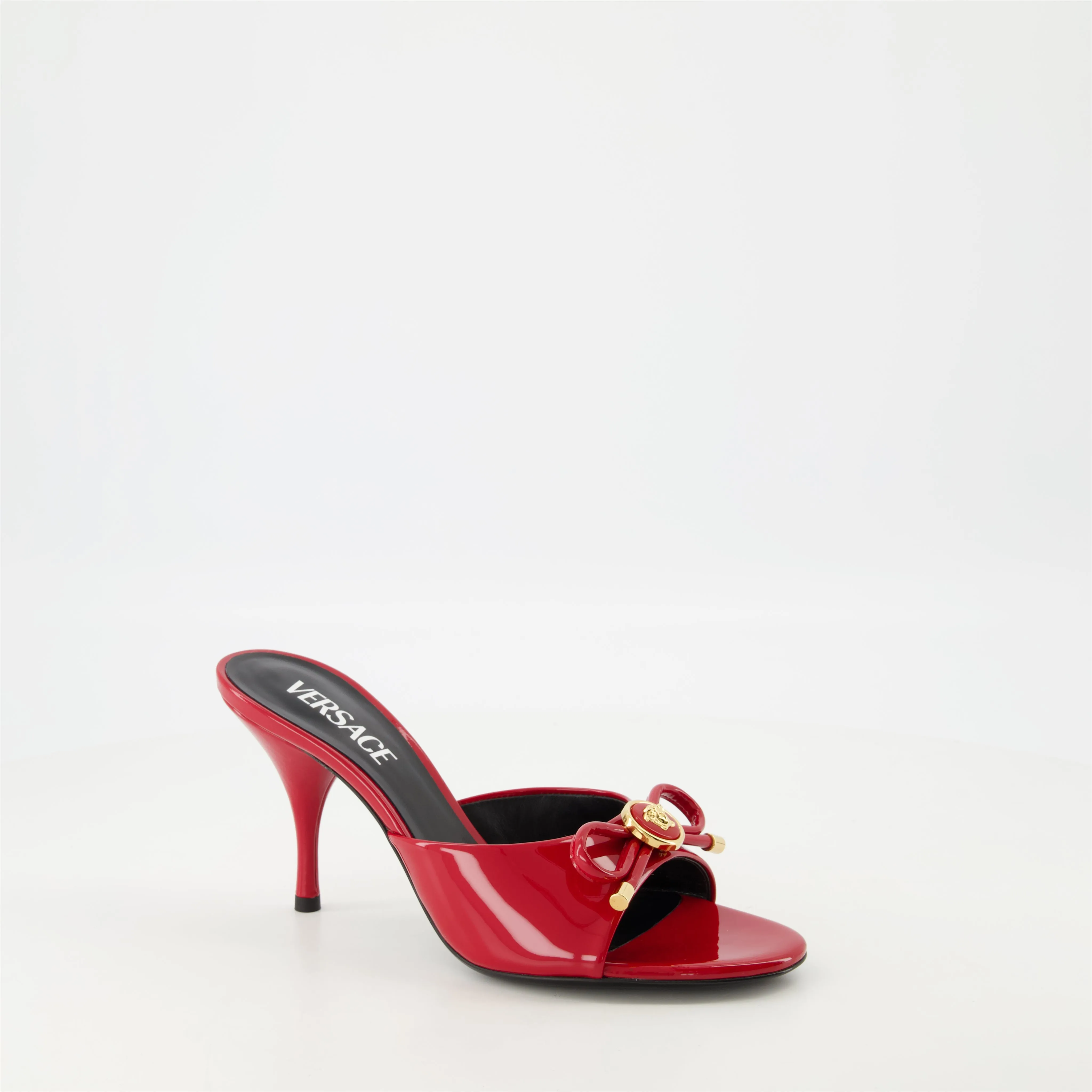 Red Patent Leather Bow Mules