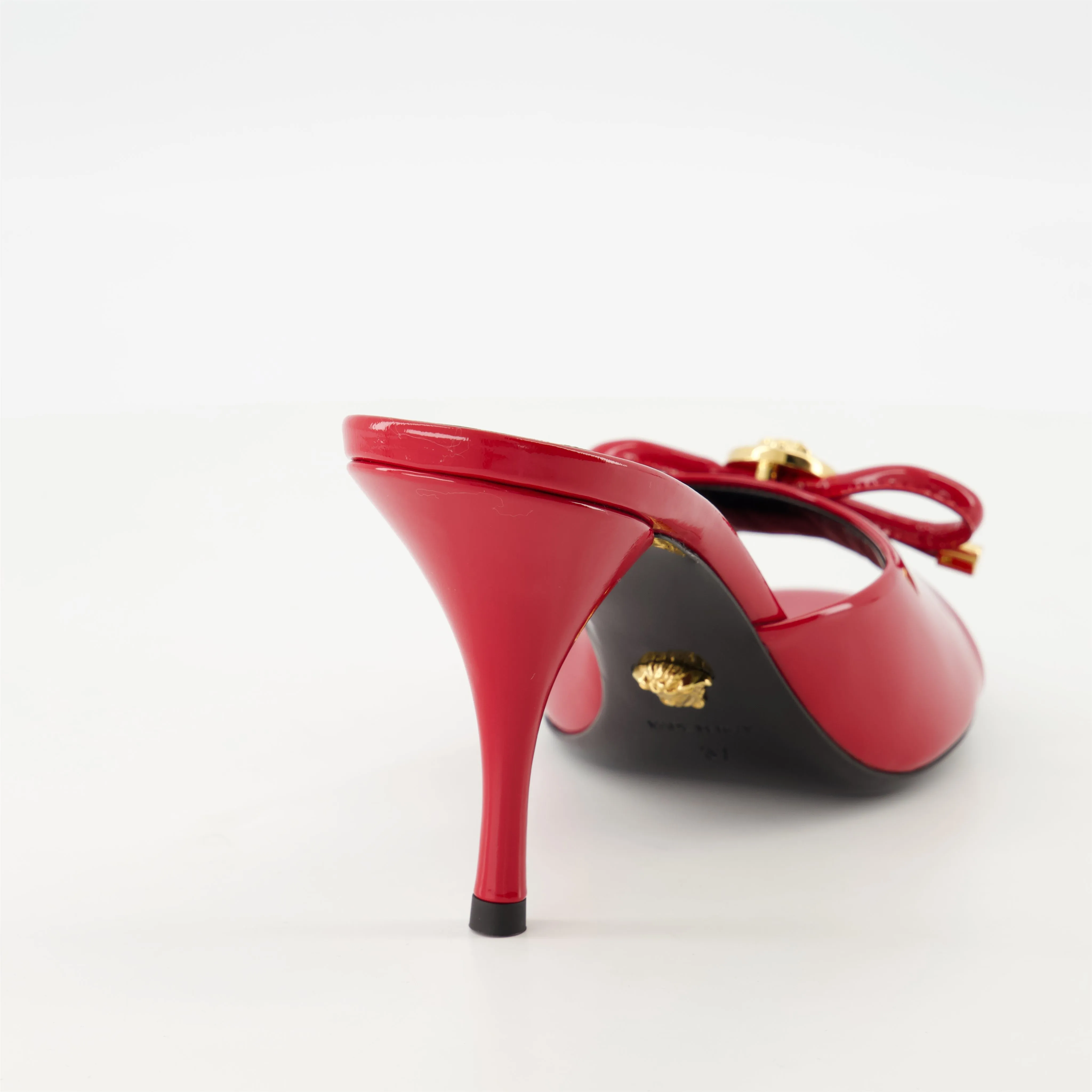 Red Patent Leather Bow Mules