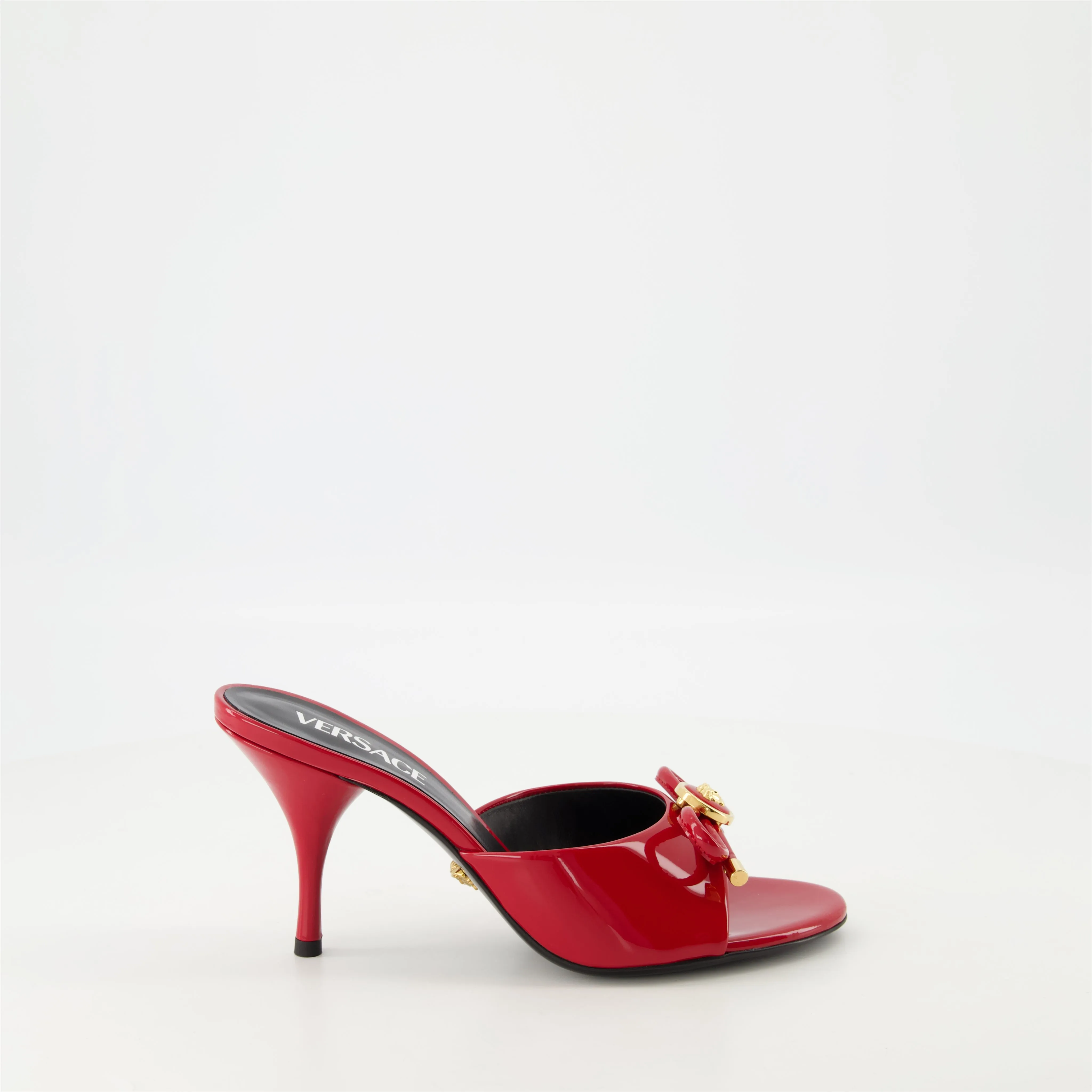 Red Patent Leather Bow Mules
