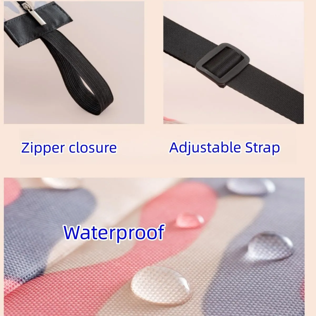 Reusable Shopping Bag Foldable Washable Grocery Storage Tote Bag Oxford Cloth Portable Duffle Zipper Storage Pouch