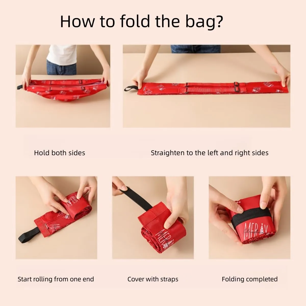 Reusable Shopping Bag Foldable Washable Grocery Storage Tote Bag Oxford Cloth Portable Duffle Zipper Storage Pouch