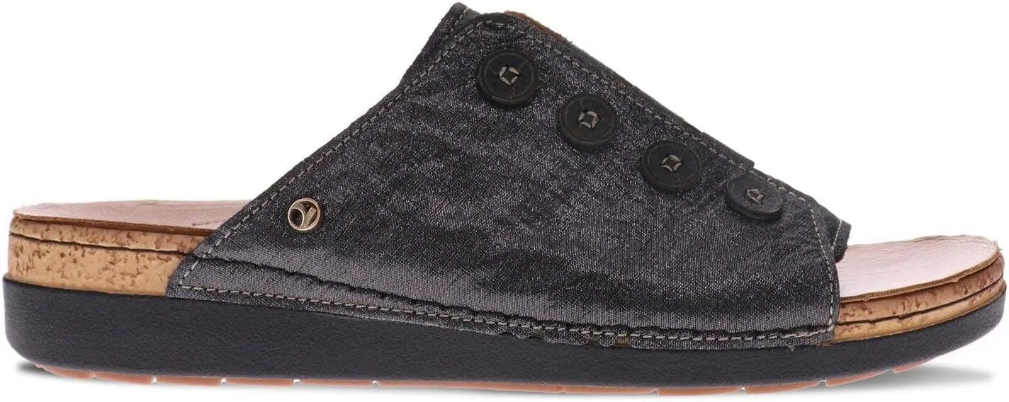 Revere Antalya Women's Slide Sandal - Premium Leather - Adjustable Elastic Detail - Arch Support - Removable Footbed
