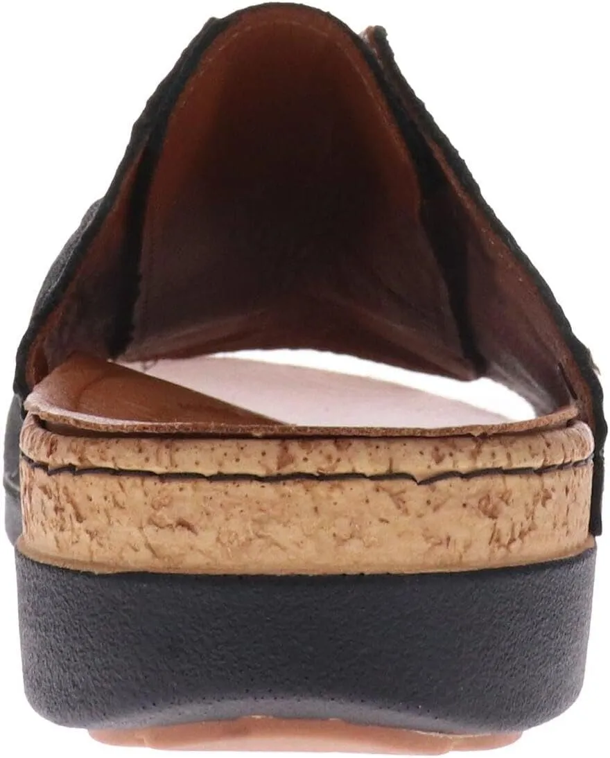 Revere Antalya Women's Slide Sandal - Premium Leather - Adjustable Elastic Detail - Arch Support - Removable Footbed