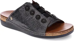 Revere Antalya Women's Slide Sandal - Premium Leather - Adjustable Elastic Detail - Arch Support - Removable Footbed