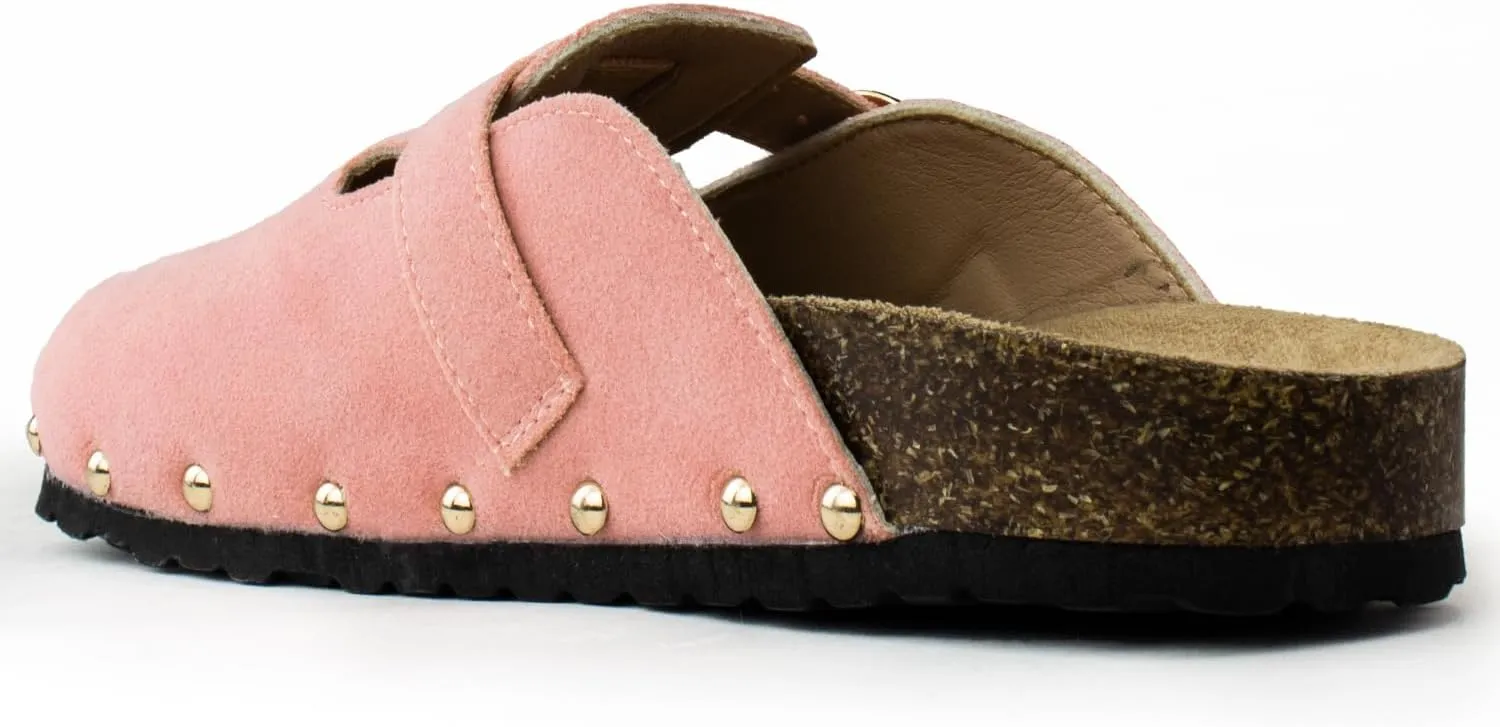 RF ROOM OF FASHION Women's Studded Footbed Cork Clog Antislip Slippers Buckle Mules House Sandals Potato Shoes