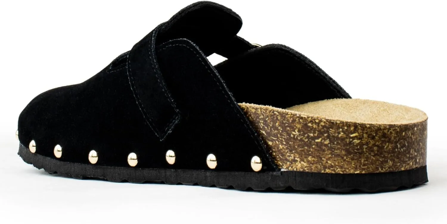 RF ROOM OF FASHION Women's Studded Footbed Cork Clog Antislip Slippers Buckle Mules House Sandals Potato Shoes