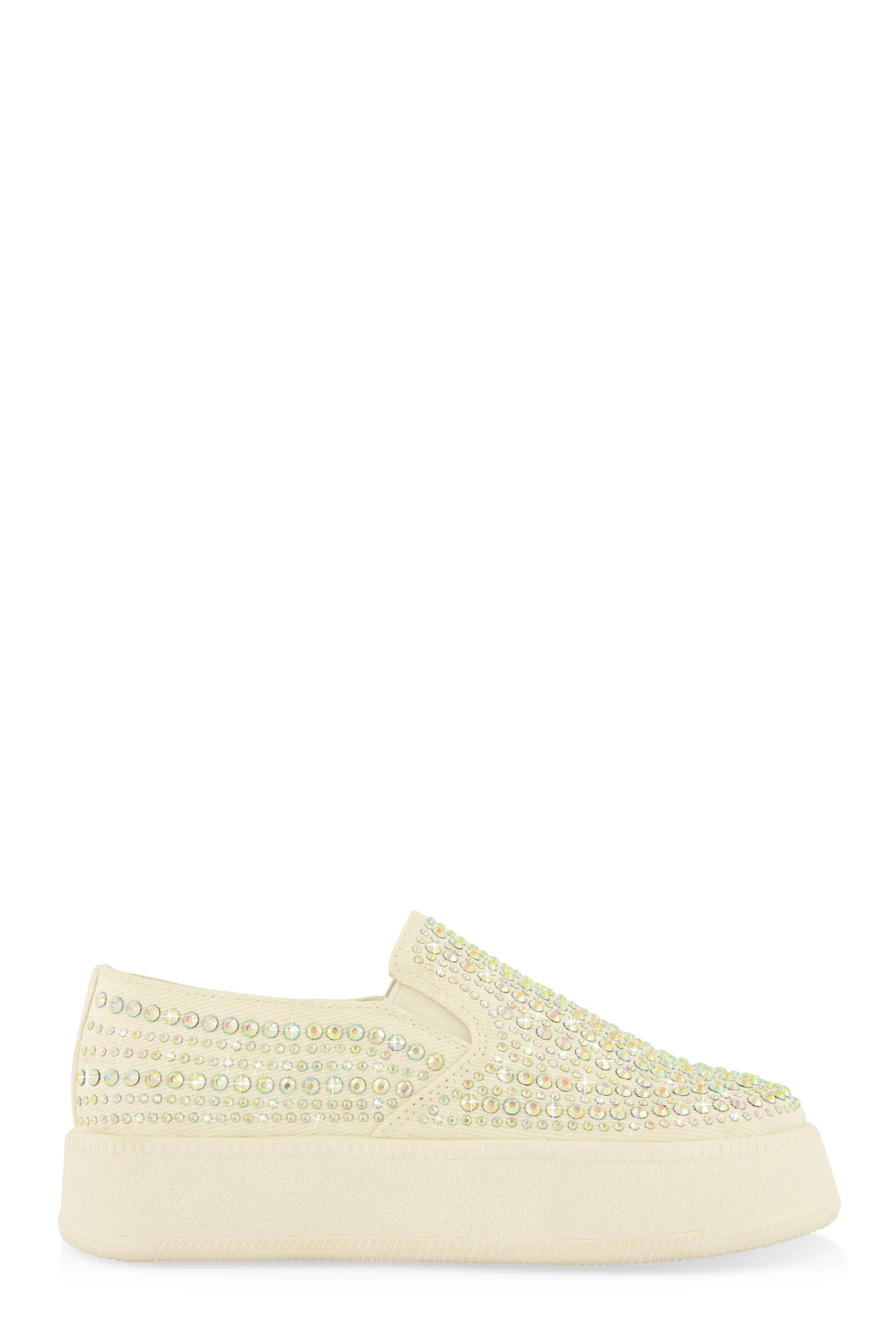 Rhinestone Slip On Platform Sneakers