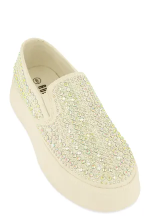 Rhinestone Slip On Platform Sneakers