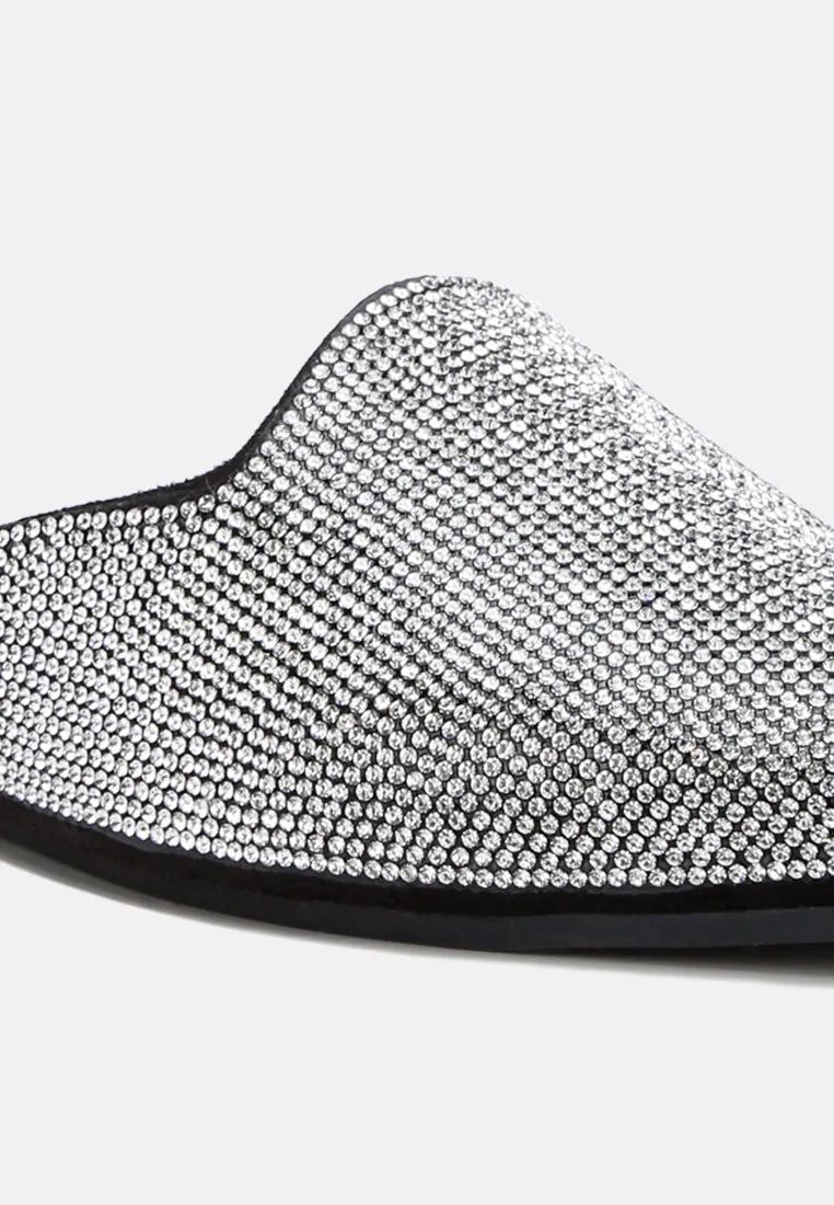 Rhinestones Black Mules By RAG